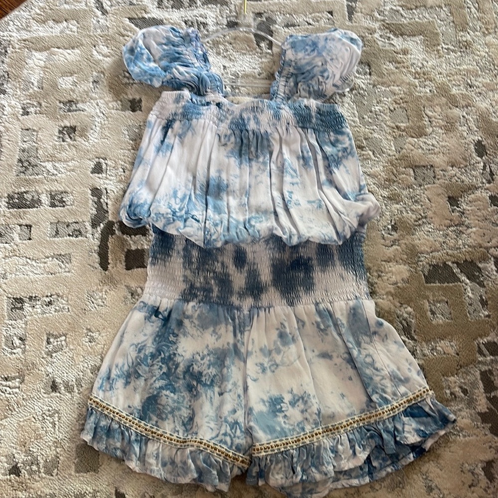 Bohemia by Skemo girls blue tie dye romper size large, 6x